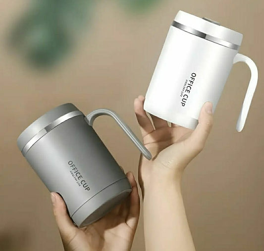 Stainless Steel Coffee Mug | Office Cup | Tea Cup | Insulated Coffee Mug with Handle | Premium Clear Cap Mug with Lid for Coffee,Tea &amp;Milk 500 ml (Random color)